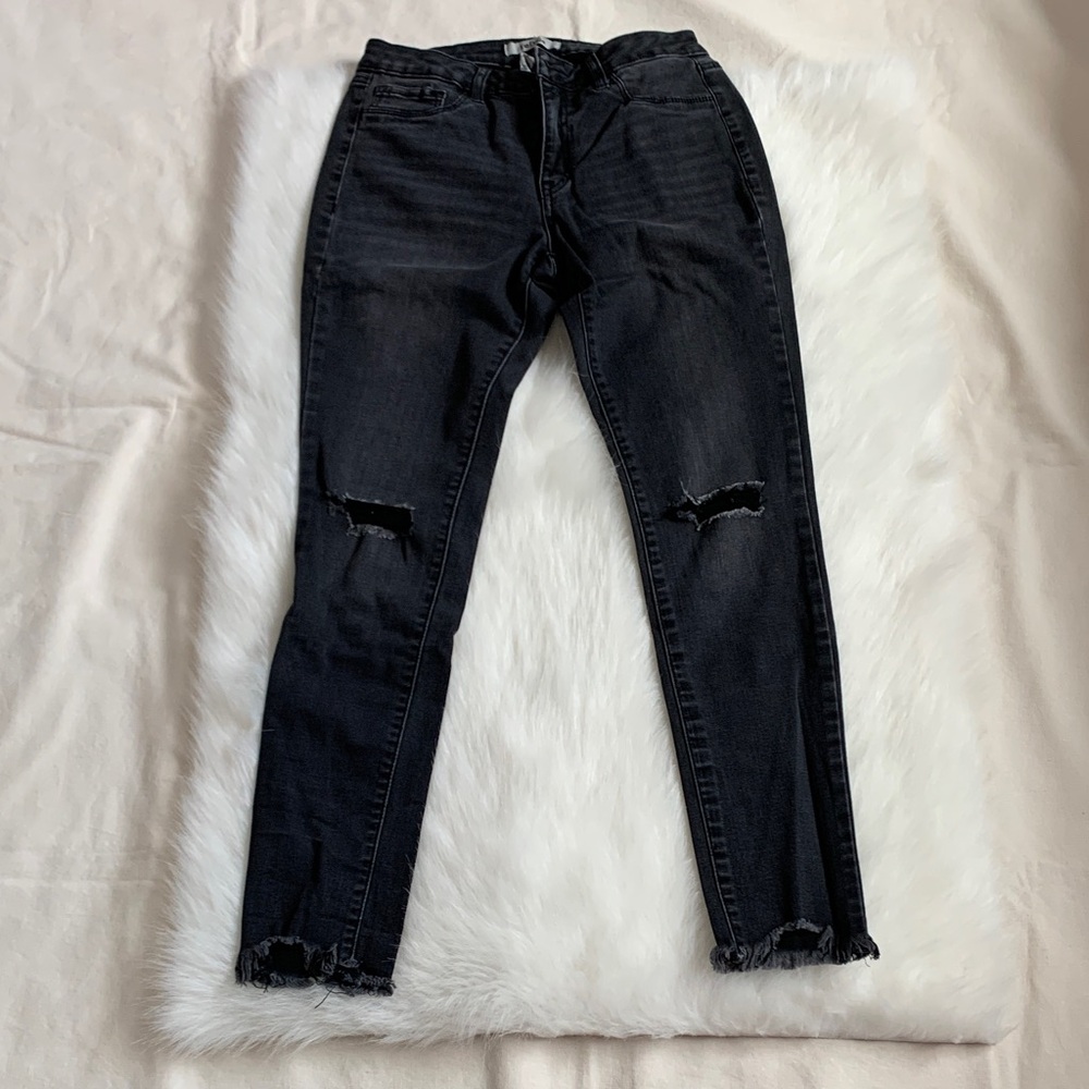 Refuge Dark Denim Distressed Skinny Jeans